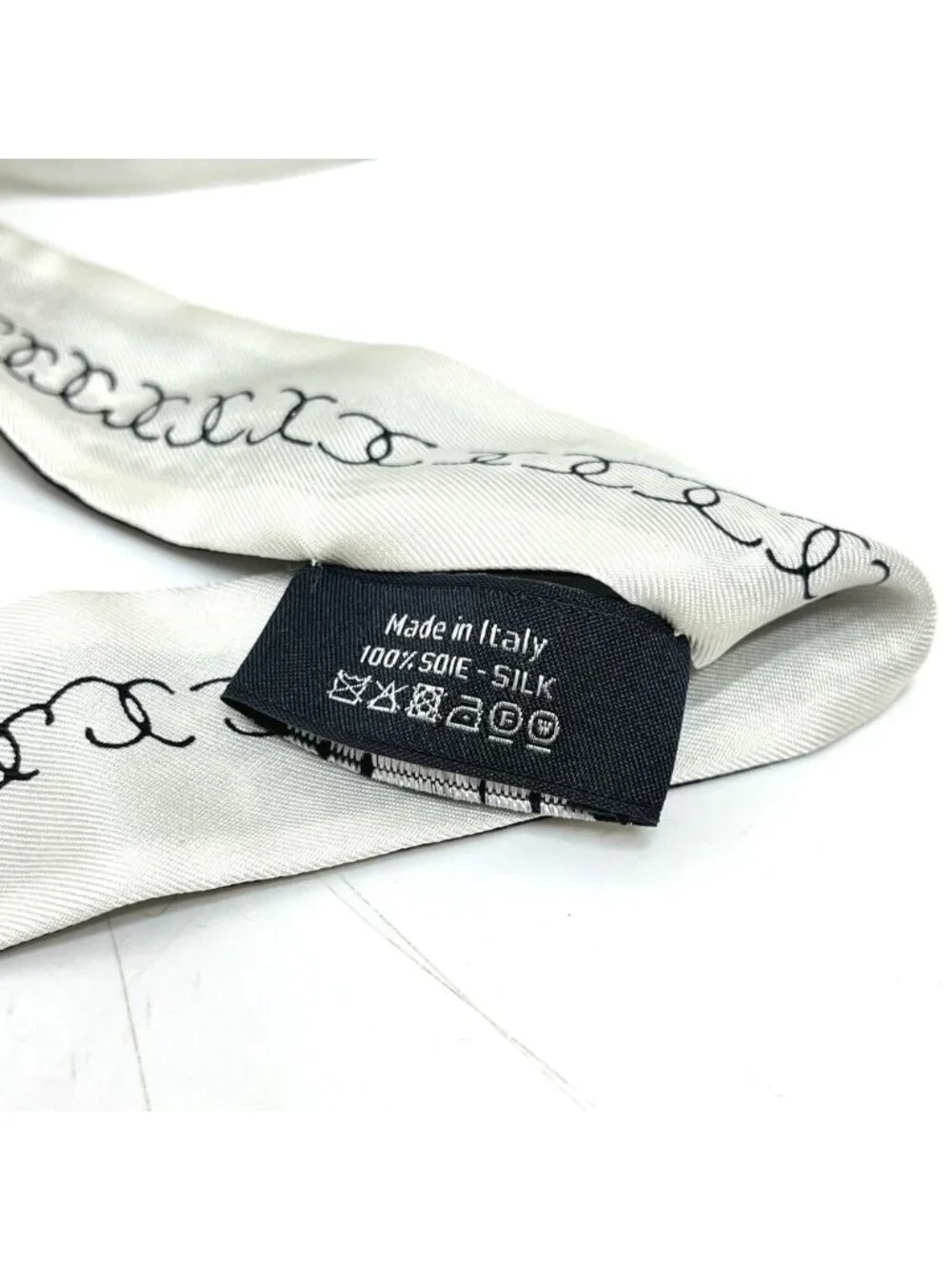 Chanel Scarf CC Logo Bicolor Silk Black